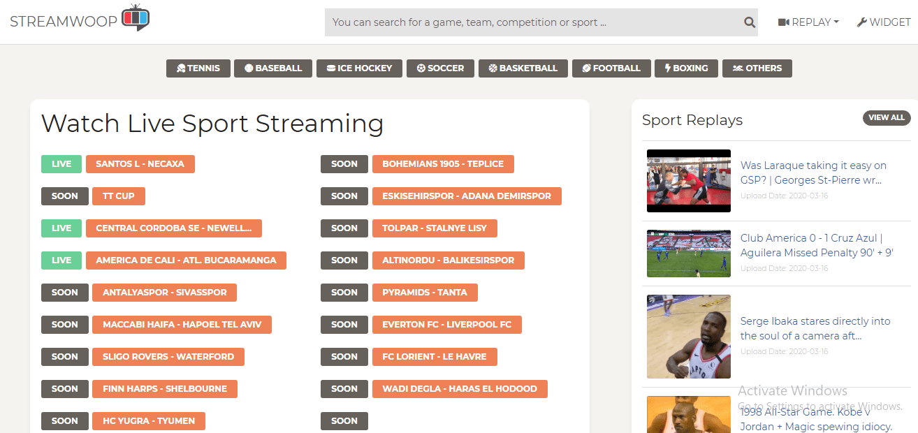free sports streaming sites