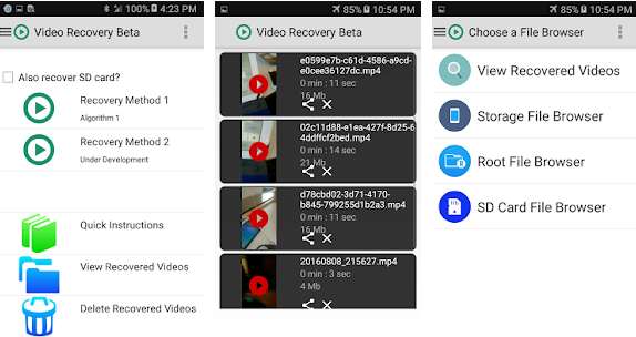 video recovery for android