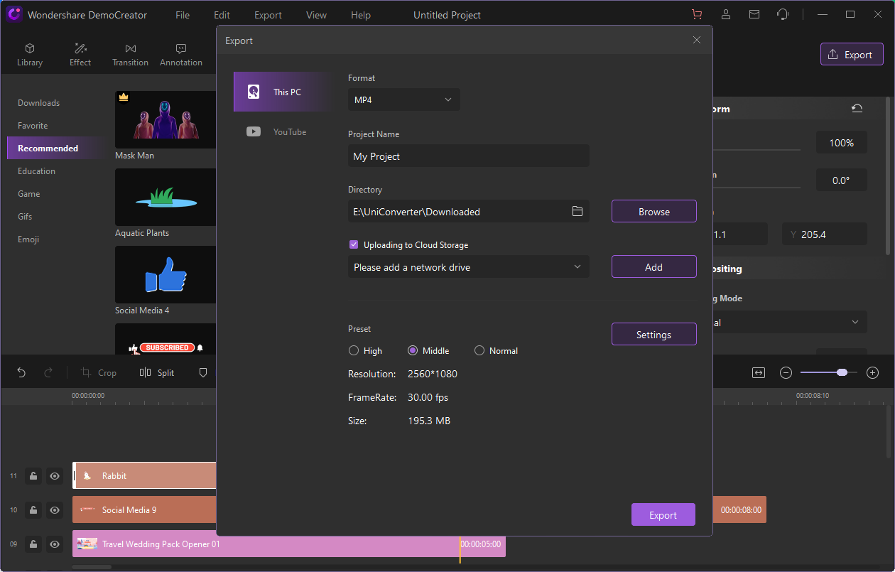 export-video-democreator
