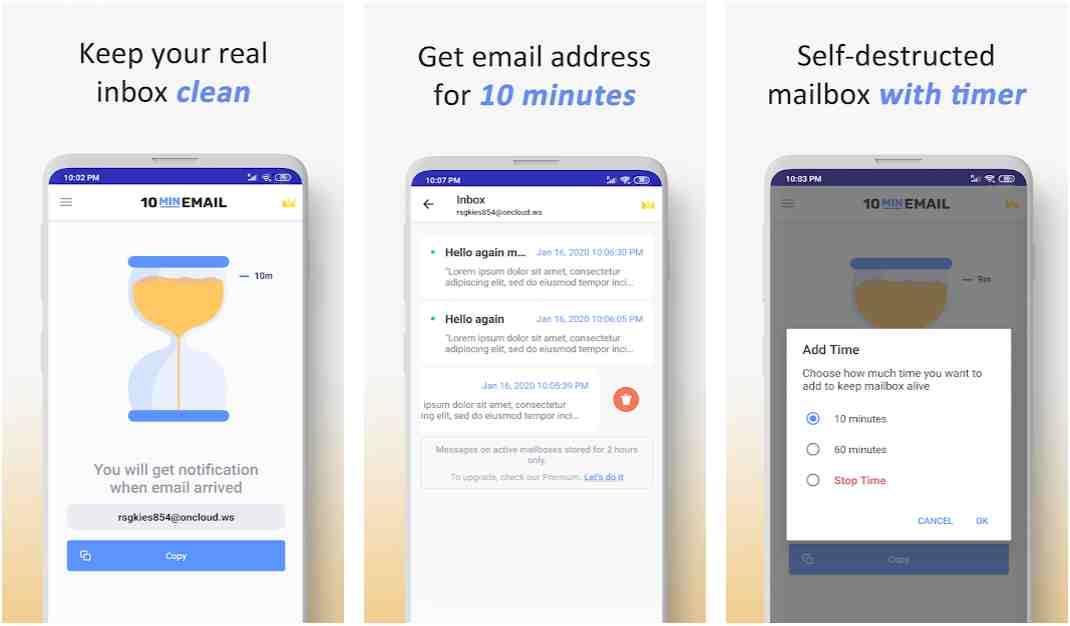 Disposable temporary email